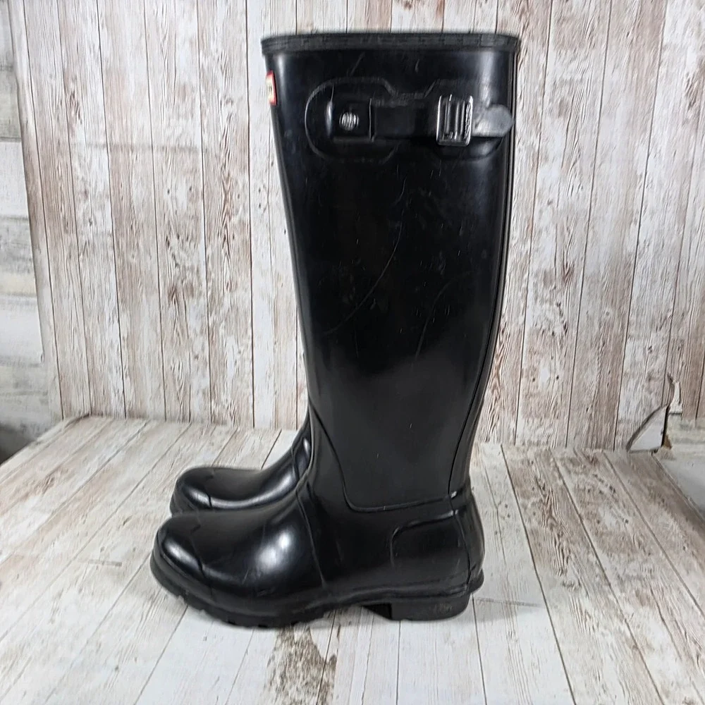 Hunter Original Tall Black Rubber Rain Boots Womens Size 9 Waterproof Wellies